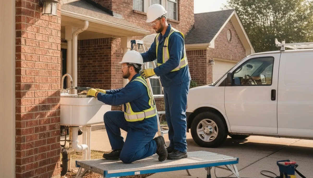 Tulsa, OK plumber repairing a residential pipe for plumbing service