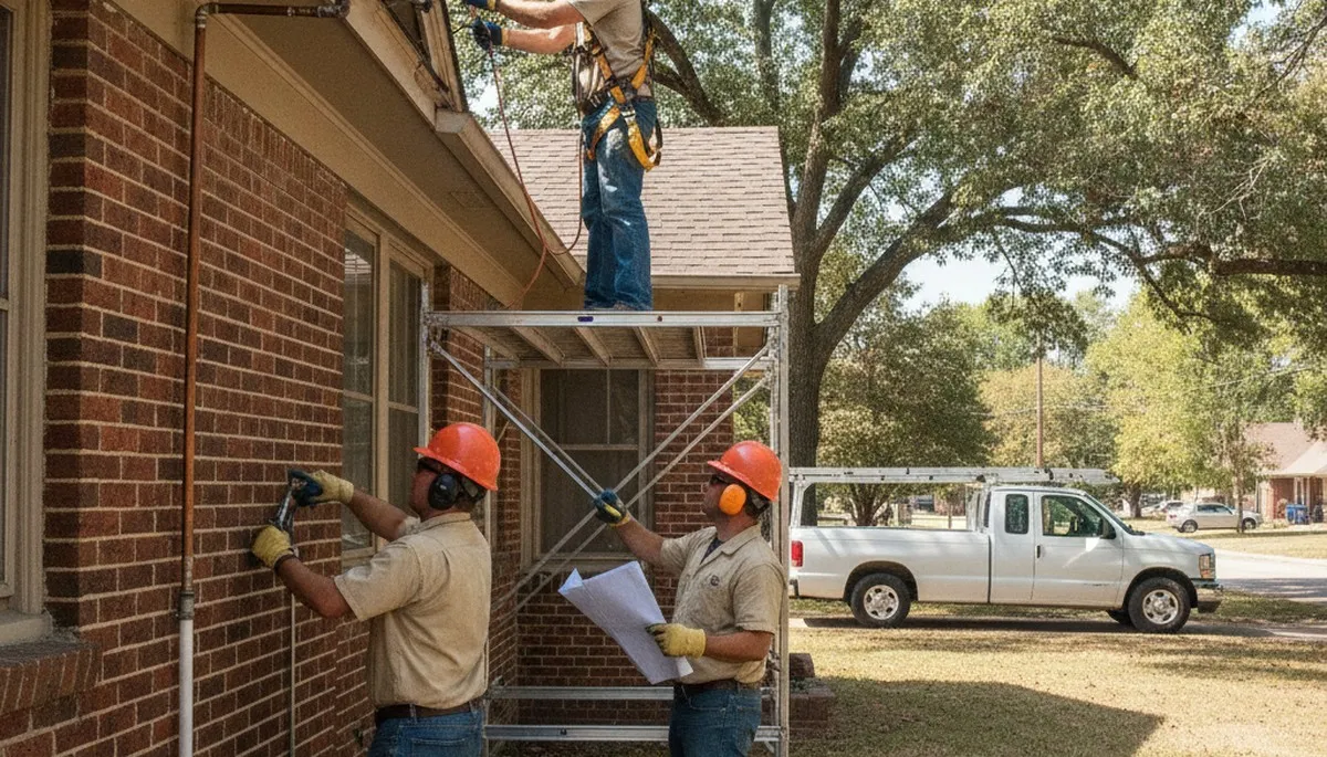Tulsa, OK plumbing repair technician fixing a pipe for a local home service call