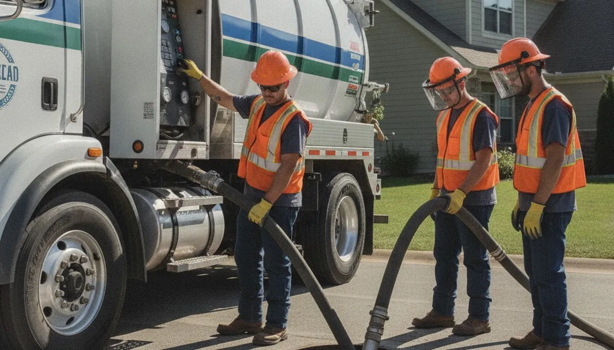 Septic pumping service truck for Tulsa, OK homes from On Call Plumbers